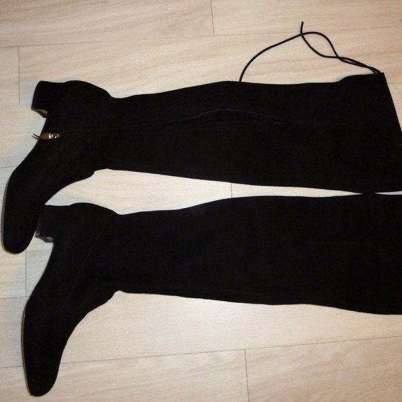 LAUTRECHOSE Shoes Black Suede Leather OverKnee High Boots Size 40 Made in Italy - Picture 1 of 3